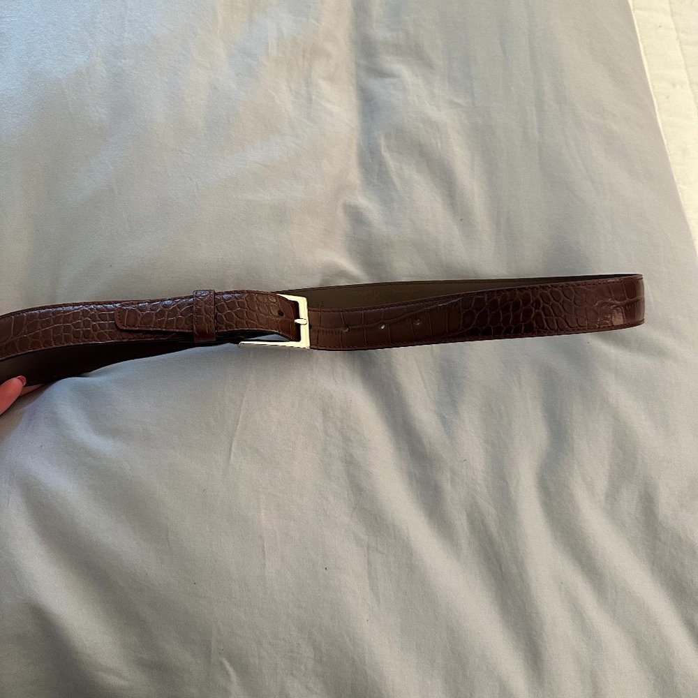 Brooks Brothers EMBOSSED LEATHER BELT [Brown]